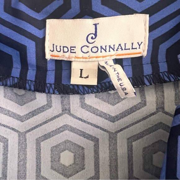 Jude Connally Stretchy Performance Geometric Blue Dress Large - Picture 2 of 4